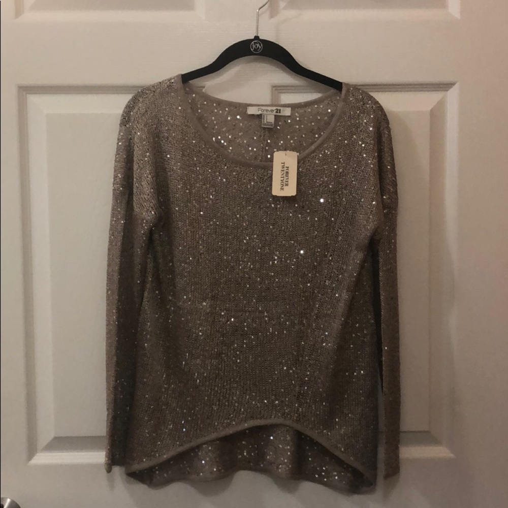 Forever 21 tan sequin sweater